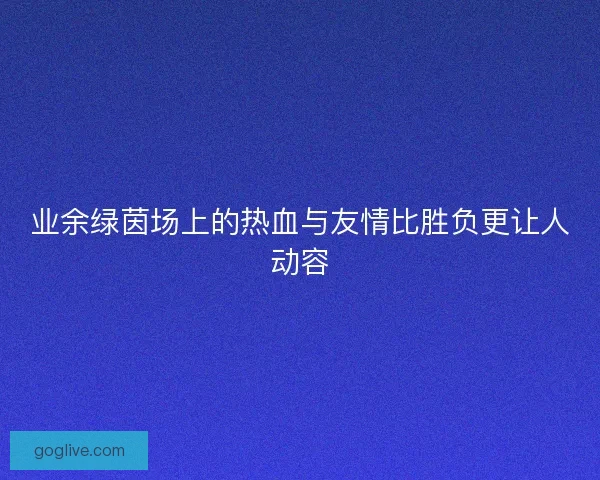 业余绿茵场上的热血与友情比胜负更让人动容