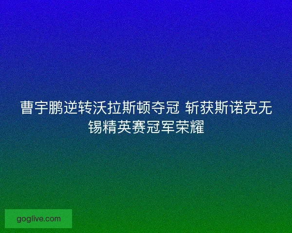曹宇鹏逆转沃拉斯顿夺冠 斩获斯诺克无锡精英赛冠军荣耀 曹宇鹏逆转沃拉斯顿夺冠 斩获斯诺克无锡精英赛冠军荣耀